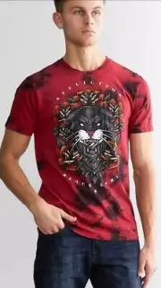 Affliction Black Label Red Tie Dye Double Sided Pullover Tee Men's T-shirt M