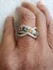 Multi Kyanite And Zircon Crossover Infinity Ring Sz 7