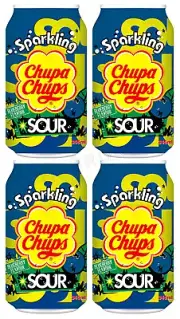 4 CHUPA CHUPS SPARKLING SOUR Blueberry Flavor Lemonade Soft Drink Cans 345ml