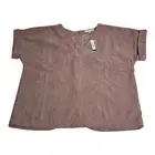 NWT Madewell Renata Corduroy Top Button Back V Neck Sz M Mauve Plum Short Sleeve