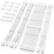 PSU Cable Extension Kit,Bright White Sleeved PC Cables Extensions Mod,24Pin A...