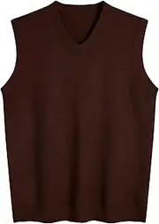 [LQALYNLQ] Men's Casual Sweater Vest V-Neck Slim Fit Sleeveless Sweater Knitted Pullover Vest