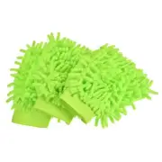 3Pcs Microfiber Chenille Mitts Scratch-Free Cleaning Glove for Home, Green