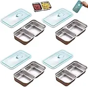 Stainless Steel Double Compartment Snack Containers - Reusable Leak-Proof Grab & Go Food Containers with Lids, Dishwasher-Safe for Travel, Camping, Office & Meal Prep (B,4)