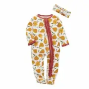 Mud Pie Kids Fall Harvest Pear Print Sleeper and Headband Baby Set