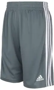 Adidas Climalite Shorts Boys Dk Grey 3 Stripes Drawstring Size Large (14-16) New