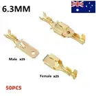 50PCS Female Male Spade Quick Splice Terminals 6.3mm Connectors Non-insulated