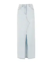 MSGM Front-Slit Denim Midi Skirt IT40,IT44,IT42,IT38,IT36 White