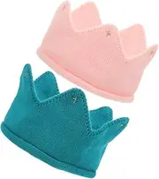 [WRITWAA] Warm Versatile Knitted Crown Hat Pcs for Toddlers Newborns Breathable Stylish Hat for Birthday Occasions
