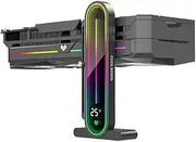 Baotkere Height Adjustable RGB GPU Stand with Temperature Display, 5V 3PIN Video Card Support Holder, Anti Sag Bracket & Magnetic Base for PC Graphics Cards