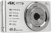 Mini Digital Camera, 48MP Image Resolution Digital Camera Rechargeable Lithium Ion Battery for Teens (Silver)