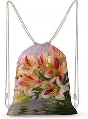 FCTVSKLN Drawstring Backpack Alstroemeria Printed Sport Gym Sackpack Printed Drawstring Bags Sports Sackpack Yoga Bag for Men Women