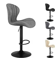 [ALFORDSON] 2X Bar Stool Gas Lift, Swivel Linen Fabric Bar Chairs, Counter Dining Chairs, Adjustable Kitchen Barstools in 64-85cm Seat Height, Home Bar Dining Room Furniture, Stella Grey