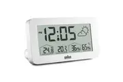 14cm White LCD Digital Alarm Clock With Weather Station By BRAUN