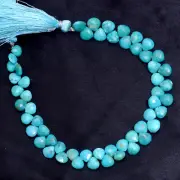 AAA Turquoise Gemstone Loose 6mm-7mm Briolette Faceted Heart Beads 8inch Strand