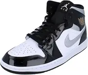 [Nike] Air Jordan 1 Mid SE Men's Shoes (HV0789-010, Black/White/Metallic Gold/Metallic Silver)