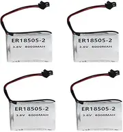 YICUAA (4-Pack) ER18505-2 3.6V 8000mAh PLC Non-Rechargeable Disposable Lithium Battery with SM Black Plug