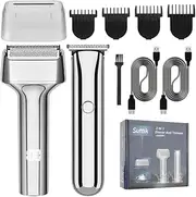 Hair Clippers for Men, Men's Foil Shaver Cordless Zero Gapped Trimmer & Beard Trimmer, 2 in 1 Hair Trimmers and Shaver for Men Kit (Silver)