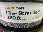 12/3 Stranded Black/White/Green CU THHN CERRO WIRE Tri-Wire 12awg - 250 ft