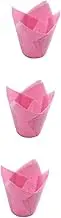 ULDIGI 3sets Muffin Liners Tulip Jumbo Cake Cups Cupcake Cups Tulip Shape Wrappers Party Supplies Pink 50pcs*3