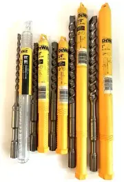 DEWALT 5 PIECE SPLINE SHANK ROTARY HAMMER DRILL BIT MASONRY LOT 3/8" TO 1"