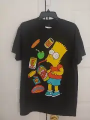 bart simpson t-shirt - black - kwik e mart - buzz cola ( small )