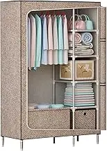 Foldable Closet Bedroom Rental House Portable Wardrobe for Clothes, Bags, Shoes Canvas Wardrobe Metal Frame with Hanging Rail