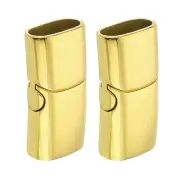 12mm x 6mm Flat Leather Clasps, 2Pcs Steel Clasps for DIY (Gold)