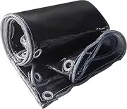 Small Multipurpose Cover, PVC Clear Heavy Duty Cover Transparent Tarp Sheet with Grommets and Reinforced Edges for Multipurpose Outdoor Use, Black Translucent(1.5x1.8m)