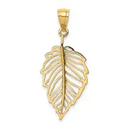 14K Yellow Gold Polished Leaf Pendant