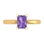 1.0 ct Emerald Cut Alexandrite Stone Wedding Bridal Promise Ring 14k Yellow Gold