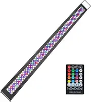 Zingbabu Led Aquarium Light,120-140CM 52W WRGB Full Spectrum Fish Tank Light, Reef Tank Light with Timer, Brightness Dimmable, Alu Alloy Shell Extendable Brackets Aquarium Lamp