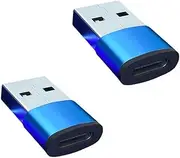 FIME. USB to USB C Adapter 2 Pack, Type C Female to A Male Charger Converter for Apple, iPhone 15 14 13 12 Plus Pro Max Mini, AirPods, iPad, Samsung Galaxy S23 S22 (Blue)