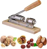 Manual Nutcracker,Nut Crackers Stainless Walnut Tongs Chestnut Tongs Nutcracker Pliers Kitchen Nut Opener with Wooden Base and Handle for Hazelnuts, A