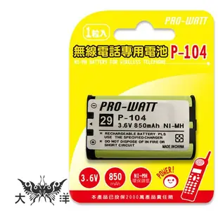 PRO-WATT 無線電專用電池 850 650 mAh P-104 P-105 P-107