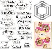Honey Bee Sentiment Clear Stamps and Metal Cutting Dies Sets for Card Making DIY Scrapbooking Paper Crafts Decoration Album Photo Invitation Card Blessing Card