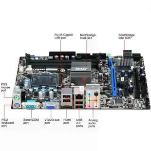 微星 G41M-P34 整合式 775腳位 主機板、記憶體支援DDR3、內建網路、音效、顯示、PCI-E獨顯插槽、附檔板