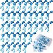 200 Pairs Ear Plugs Reusable Silicone Earplugs with Cord Sleeping Individually Wrapped Ear Plugs Hearing Protection Noise Cancelling Earplugs for Work Construction Shooting Sports (Blue, Sky Blue)