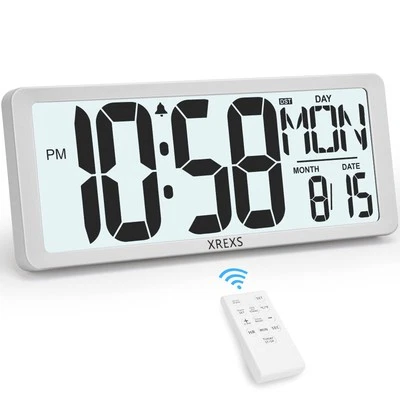 Large Digital Wall Clock with Backlight, 14.17 Inch Large Display Wall Clock ...