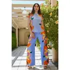 NWT Gorman x Agathe Singer Blue Wide Leg Bouquet Floral Print Pants