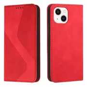 plus Case PU Leather Flip Cover Magnetic Closure Wallet Card Slots Stand Case - Red