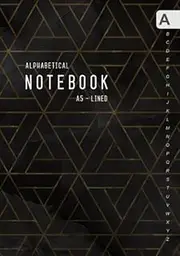 Alphabetical Notebook A5: Medium Lined-Journal Organizer with A-Z Tabs Printed | Geometric Triangle Design Marble Black Gold