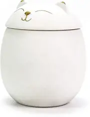 Cat Urn Dog Sized 3.2x2.9 and 4.9x4.25. A Smiley-Cat Pet 33 cu/in, White