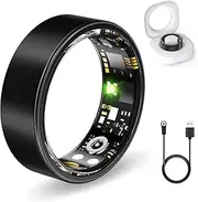 Health Rings for Women Men, Fitness Tracker with Heart Rate,Blood Oxygen, Blood Pressure, Sleep Tracker, Step Tracker, No Subscription Fee, IP68 Waterproof Smart Ring for iphone & Android (Black 8#)