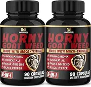 BMVINVOL 2Packs Horny Goat Weed Capsules - 180 Capsules for 6 Month Supply - Maca, Ginseng, Tribulus Terrestris, Ashwagandha