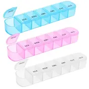 3Pcs Small Pill Organizer, Push Button (7-Day) Pill Case, Medicine Planner 2 ...