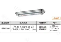 在飛比找Yahoo奇摩購物中心優惠-【燈王的店】舞光 LED T8 2尺 雙管 美術型 日光燈具