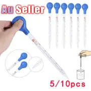 5x 10ml Glass Pipette Graduated Pipettes Dropper With Big Rubber Cap For Liquid