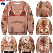 3D Ugly Christmas Sweater Pullover Jumper Unisex Women Xmas Party Sweatshirt Top