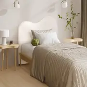 Oikiture Bed Head Single Size Headboard Bedhead Boucle Fabric White